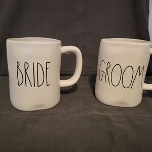 Rae Dunn Bride and Groom Mug Set - Cream